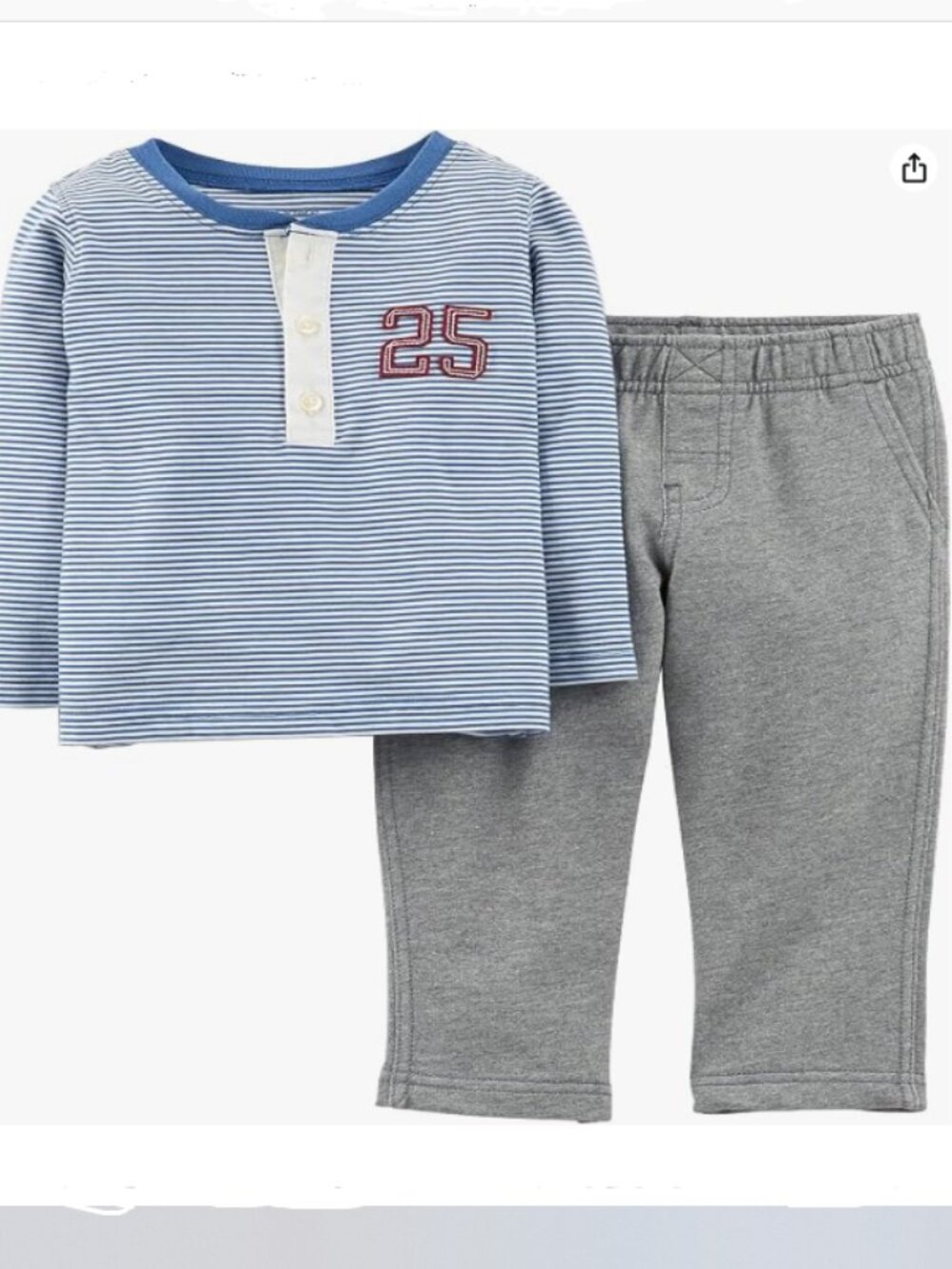 NEW Carters Boys Toddler "Mommy's All-Star" Henley Blue/Gray Top/Pant Set 4T